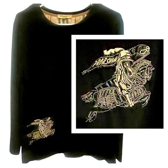 Burberry London Black Pullover Women's Top Sweater Sweatshirt - Picture 11 of 12